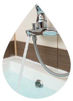 A faucet with running water